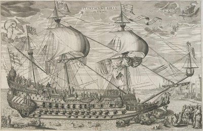 الزنابق تتفتح في موجة بواسطة الفنان inconnu